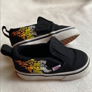 Vans Kids Black Flame Slip-On Shoes